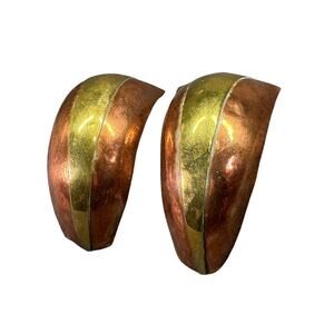 Vintage Artisan Mixed Metal Hoop Earrings